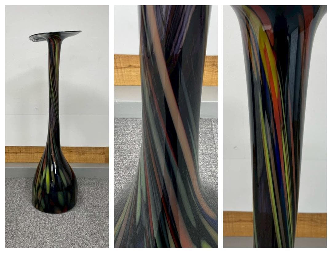 T8143☆展示品☆希少☆オーストリア☆大型アートガラス☆花瓶☆オーバーレイ