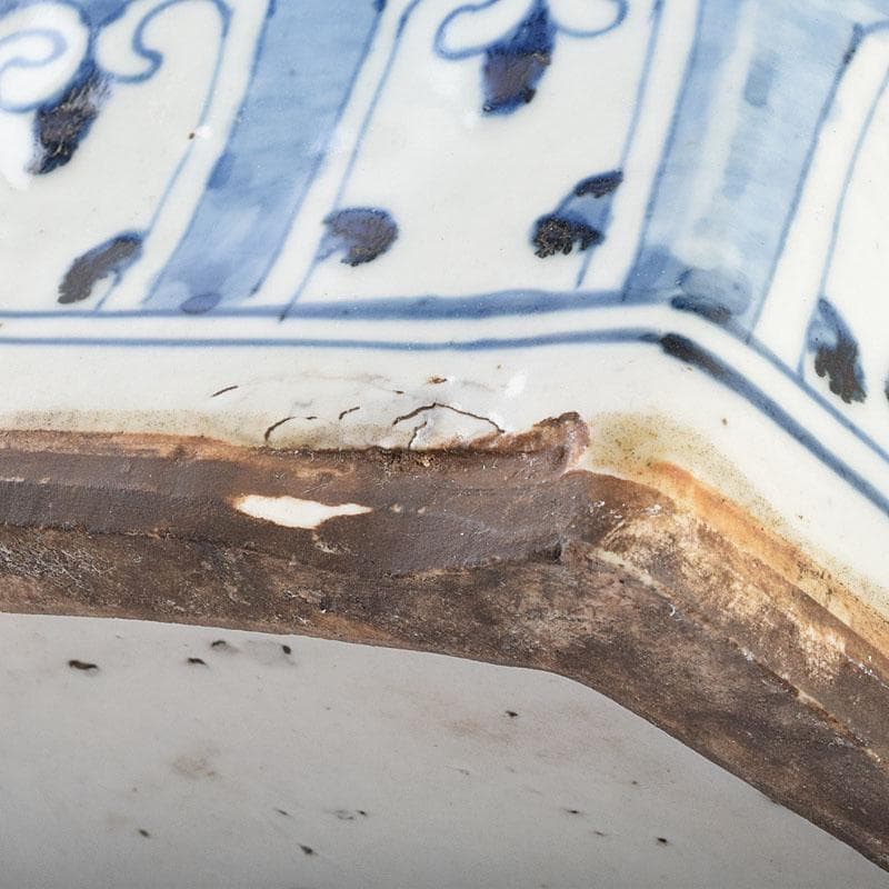 中国　大清乾隆年製　青花花文　六角大瓶　花瓶　壺　D　8941A