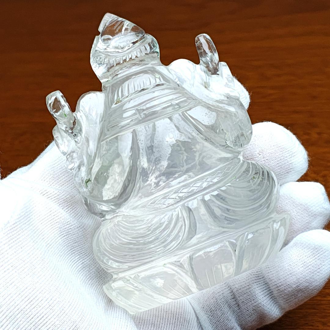 【No,10】ネパール ヒマラヤ水晶製 インドの神様 ガネーシャ立像