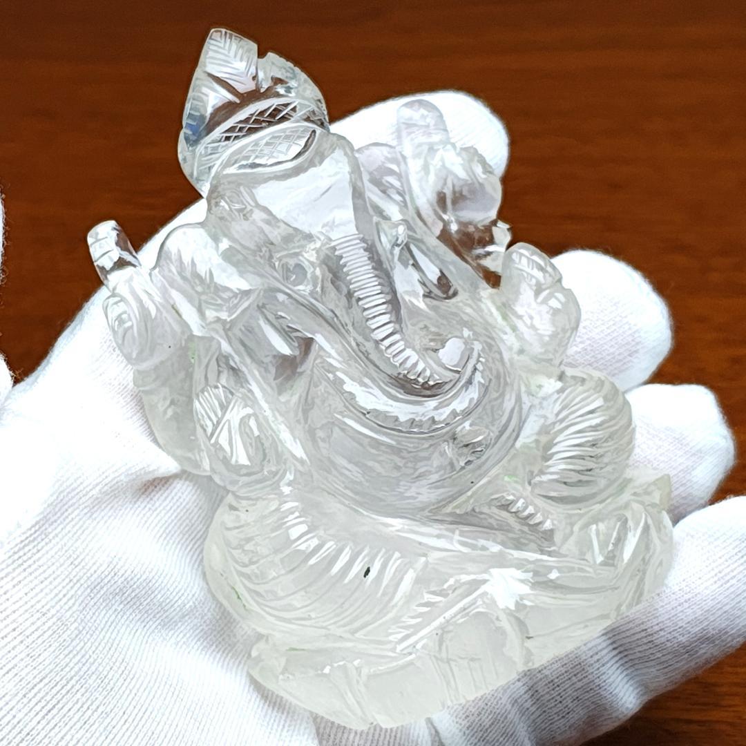 【No,10】ネパール ヒマラヤ水晶製 インドの神様 ガネーシャ立像