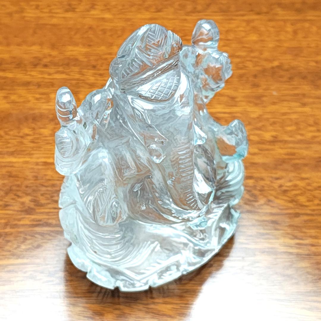 【No,10】ネパール ヒマラヤ水晶製 インドの神様 ガネーシャ立像