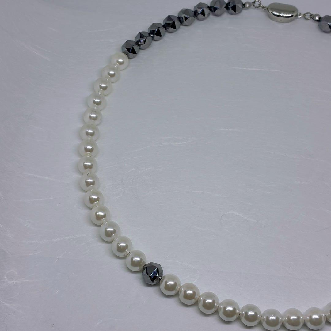 テラヘルツスターカット8mm&貝パール丸8mmネックレス45cm 活力　感情的方