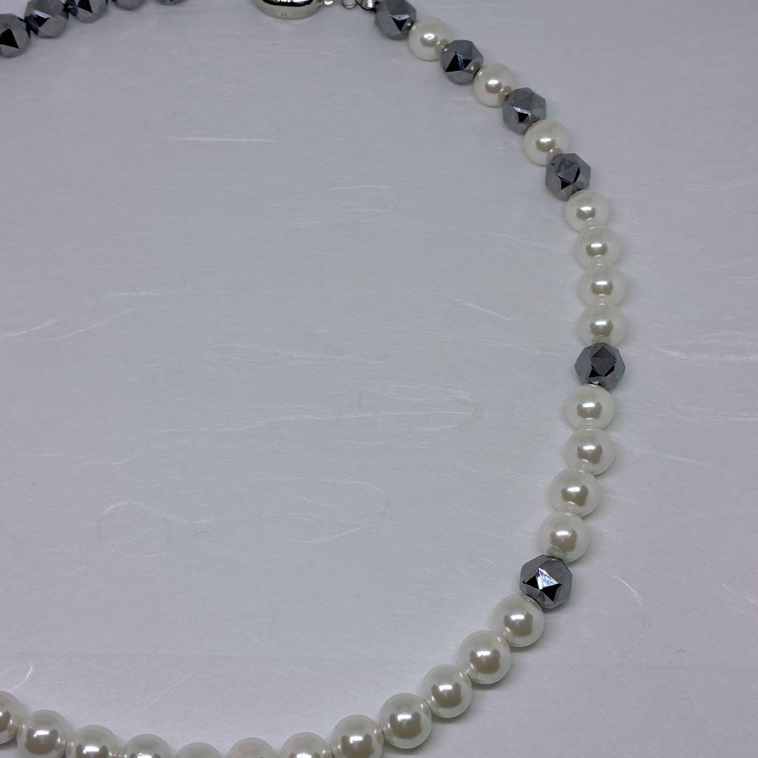 テラヘルツスターカット8mm&貝パール丸8mmネックレス45cm 活力　感情的方