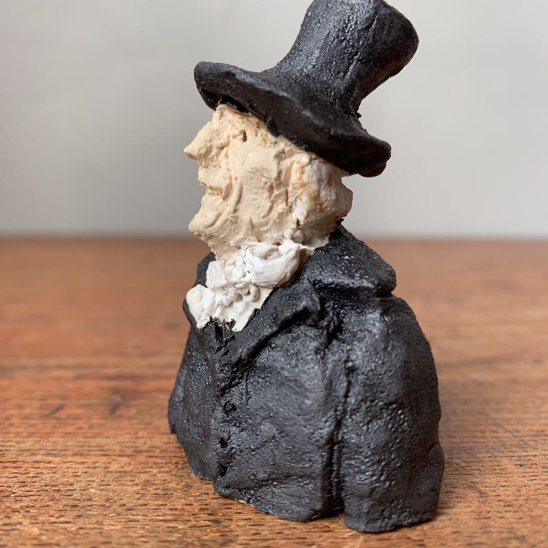 妻の作った　ハンスクリスチャンアンデルセン　胸像　指人形　シルクハットの紳士