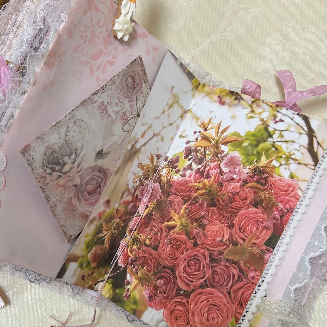 薔薇とレースのジャンクジャーナル・雑記帳　トレペ仕様　shabby rose