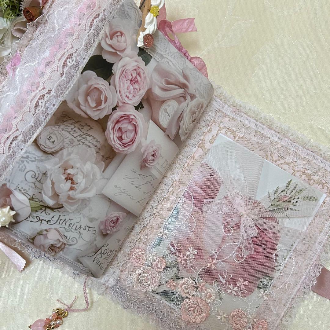 薔薇とレースのジャンクジャーナル・雑記帳　トレペ仕様　shabby rose