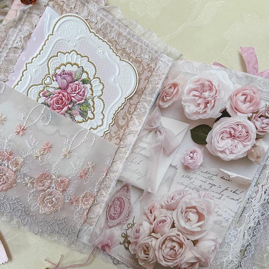 薔薇とレースのジャンクジャーナル・雑記帳　トレペ仕様　shabby rose