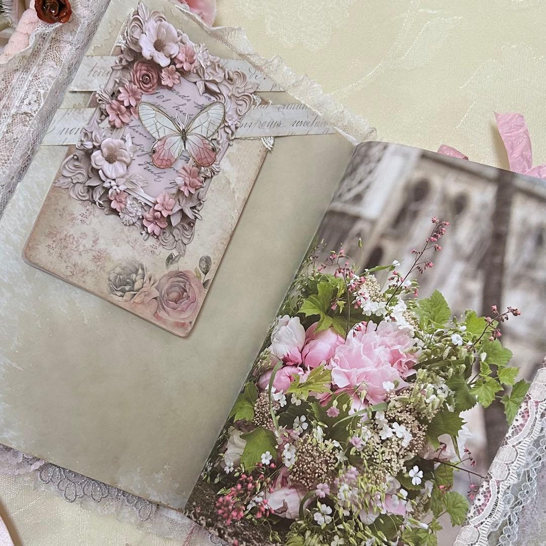 薔薇とレースのジャンクジャーナル・雑記帳　トレペ仕様　shabby rose