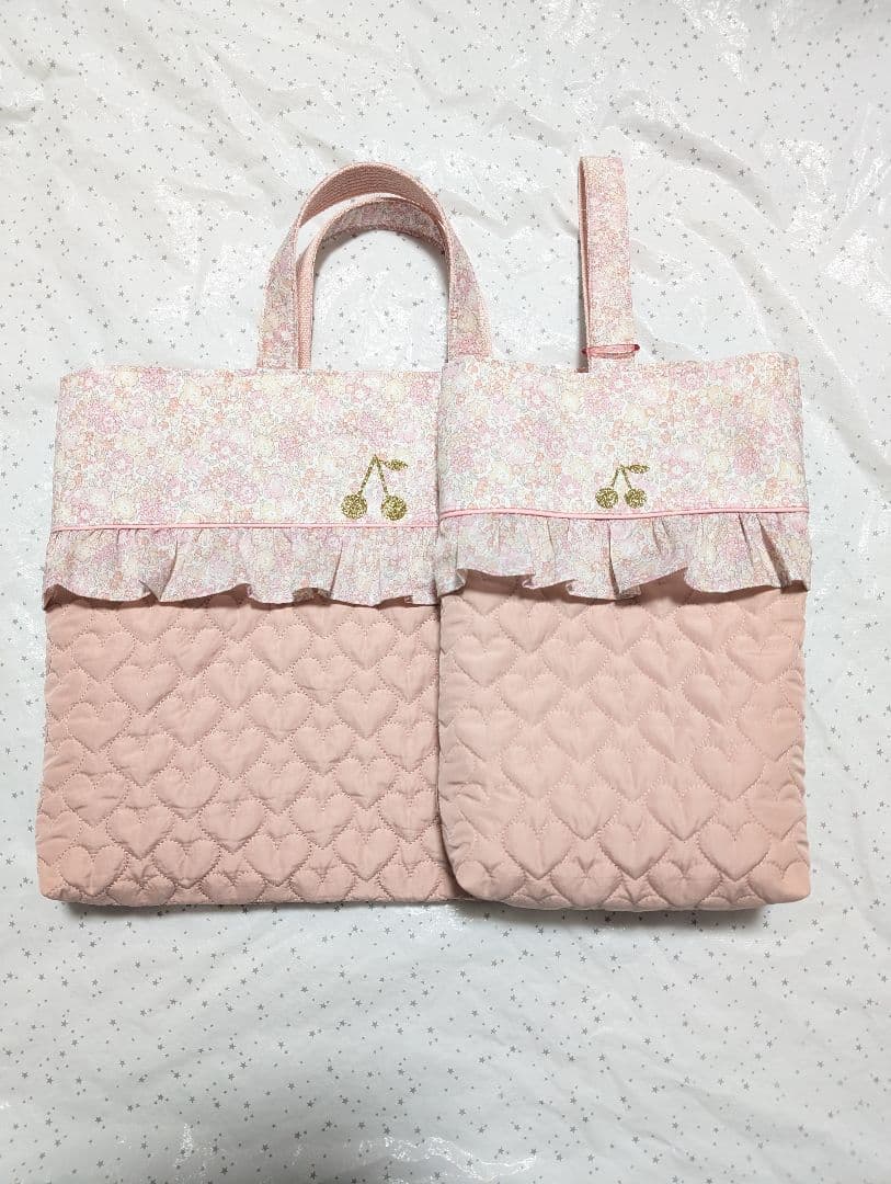 リバティ キラキラミシェル レッスンバッグ 上履き入れ ハンドメイド