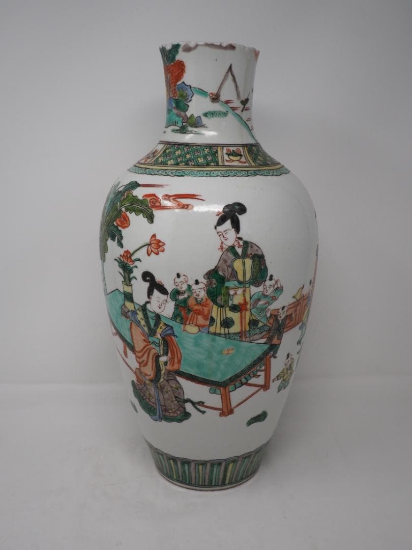 色絵　中国人物画　花瓶　大清康熈年　大清康熙年製　300年前の