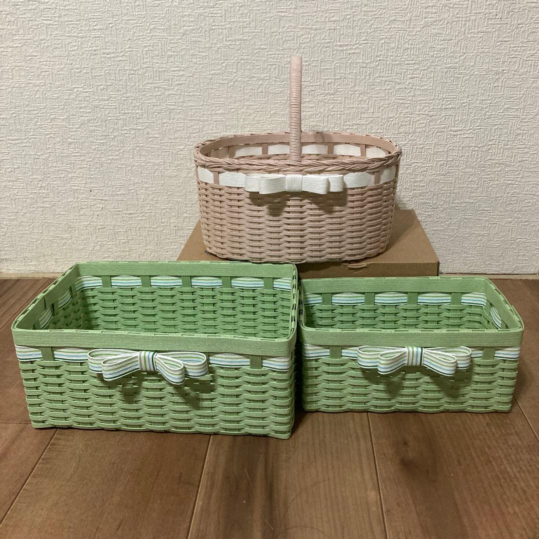 minoriページ　エコクラフト　クラフトバンド　ゴミ箱とかご