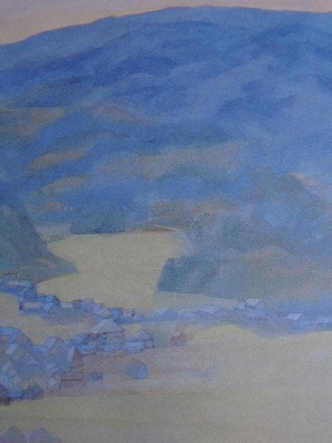 烏頭尾精、【飛鳥の里】、希少な額装用画集より、新品額装付、状態良好