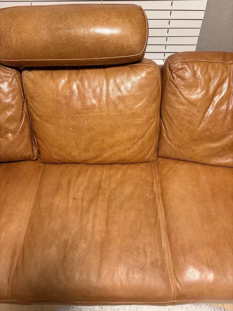 Unico suabi レザーソファ　3シーター 木脚