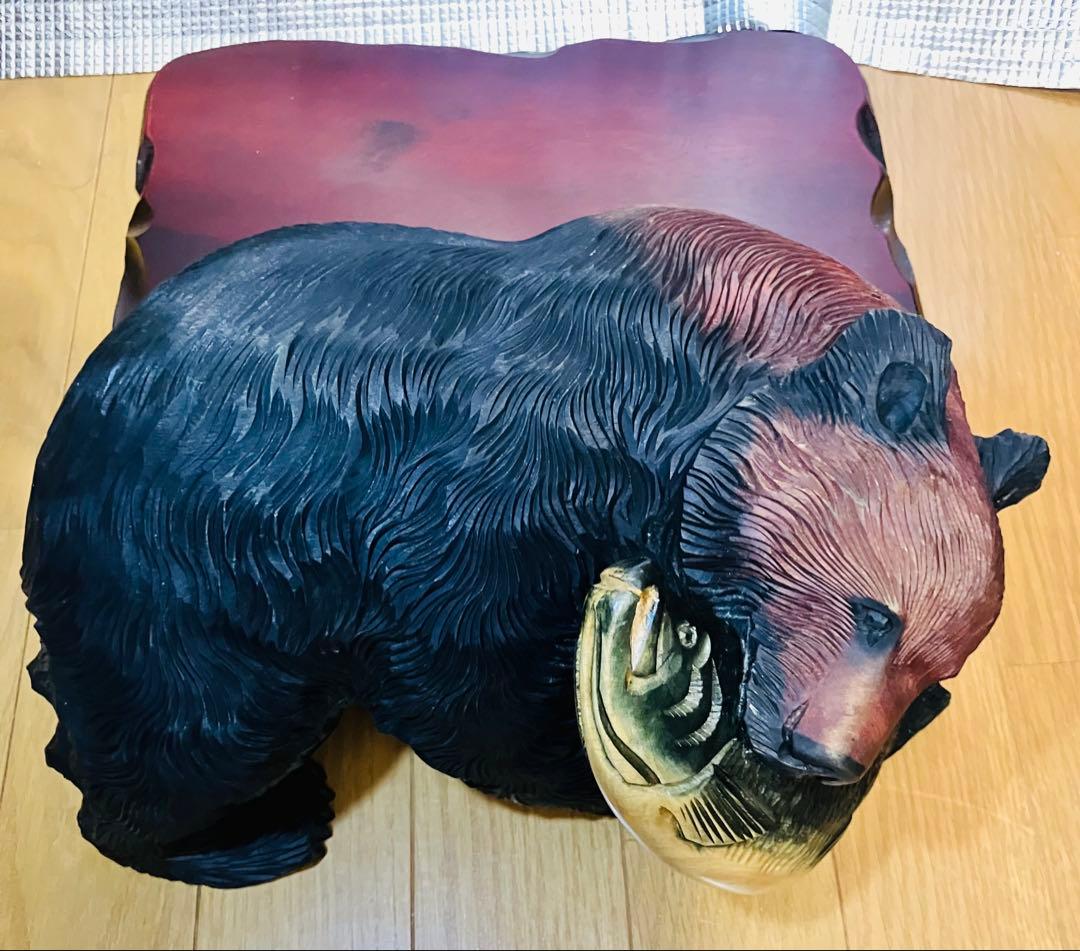 木彫り熊 右向き熊 鮭咥え熊 超貴重 北海道