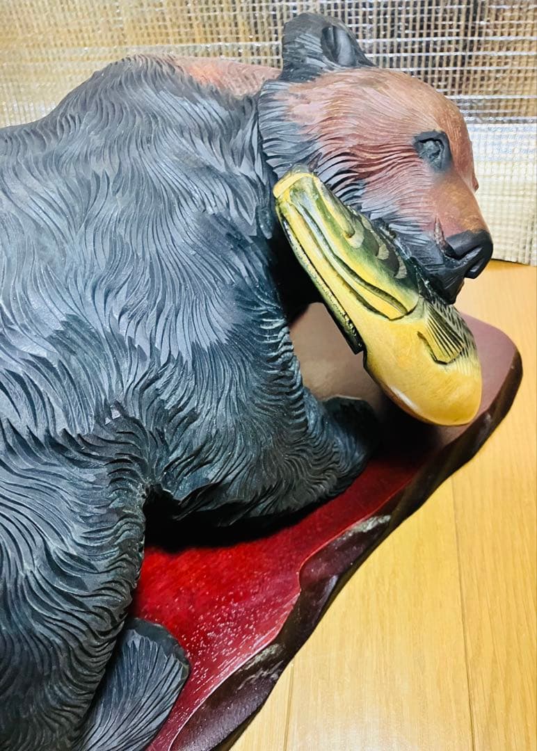 木彫り熊 右向き熊 鮭咥え熊 超貴重 北海道