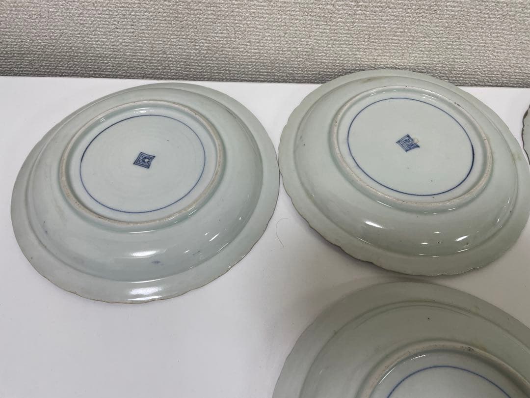 【現状品】古伊万里 金彩 色絵 染付 陶器 花柄 中皿 割烹 懐石 10枚 ②