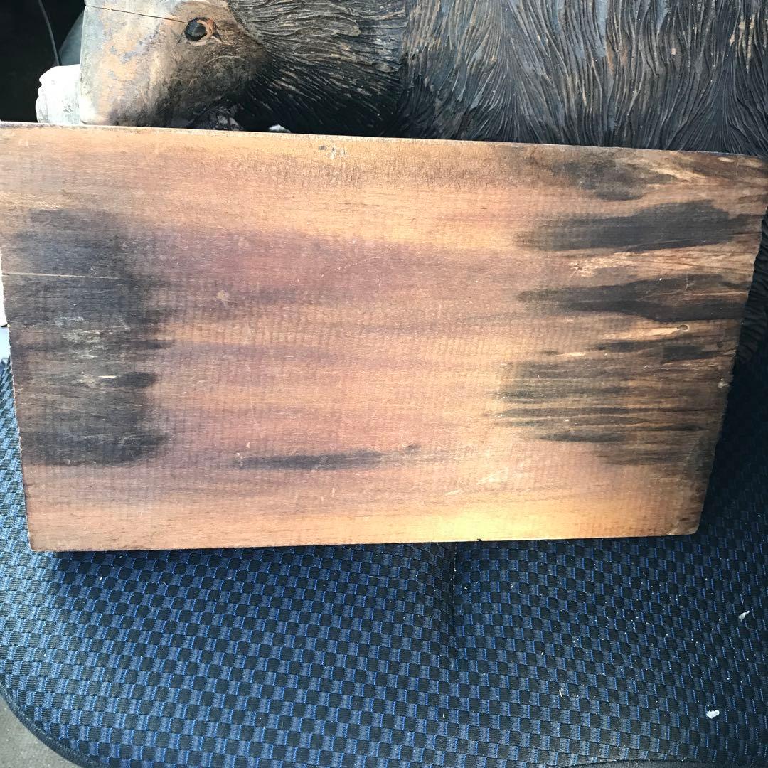 中村作　木製クマと魚の彫刻