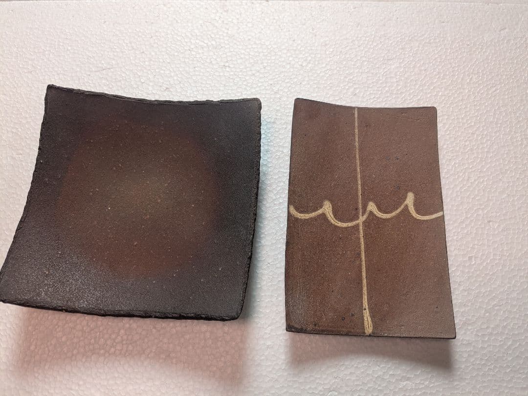 備前焼角皿、松江いまみや工房長皿未使用各1枚プラス自作小鉢オマケ付き