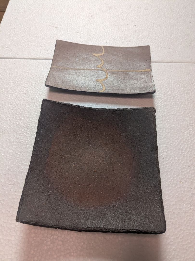 備前焼角皿、松江いまみや工房長皿未使用各1枚プラス自作小鉢オマケ付き