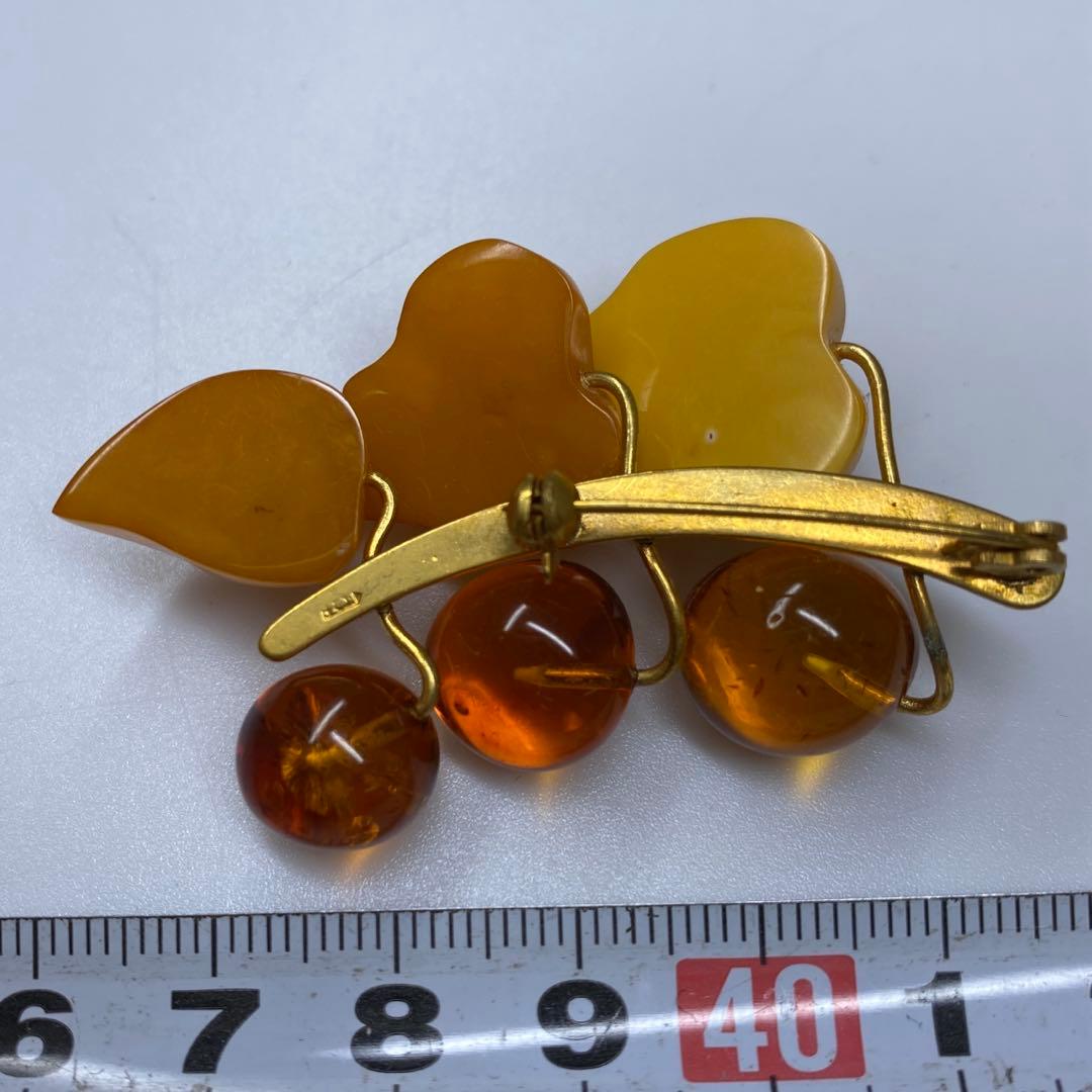 本蝋琥珀　ネックレス　ブローチ　39g タエチ 東さ7-0321☆1F