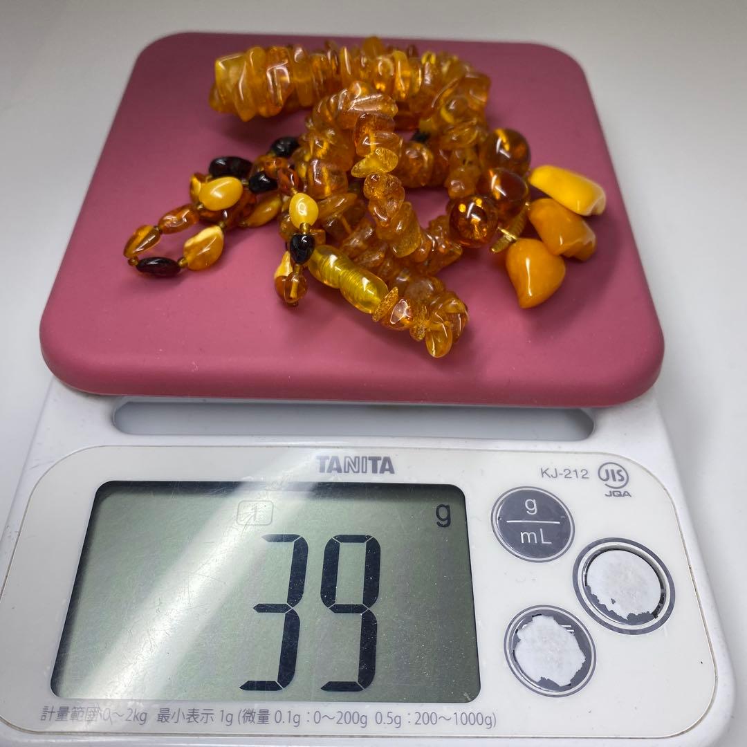 本蝋琥珀　ネックレス　ブローチ　39g タエチ 東さ7-0321☆1F