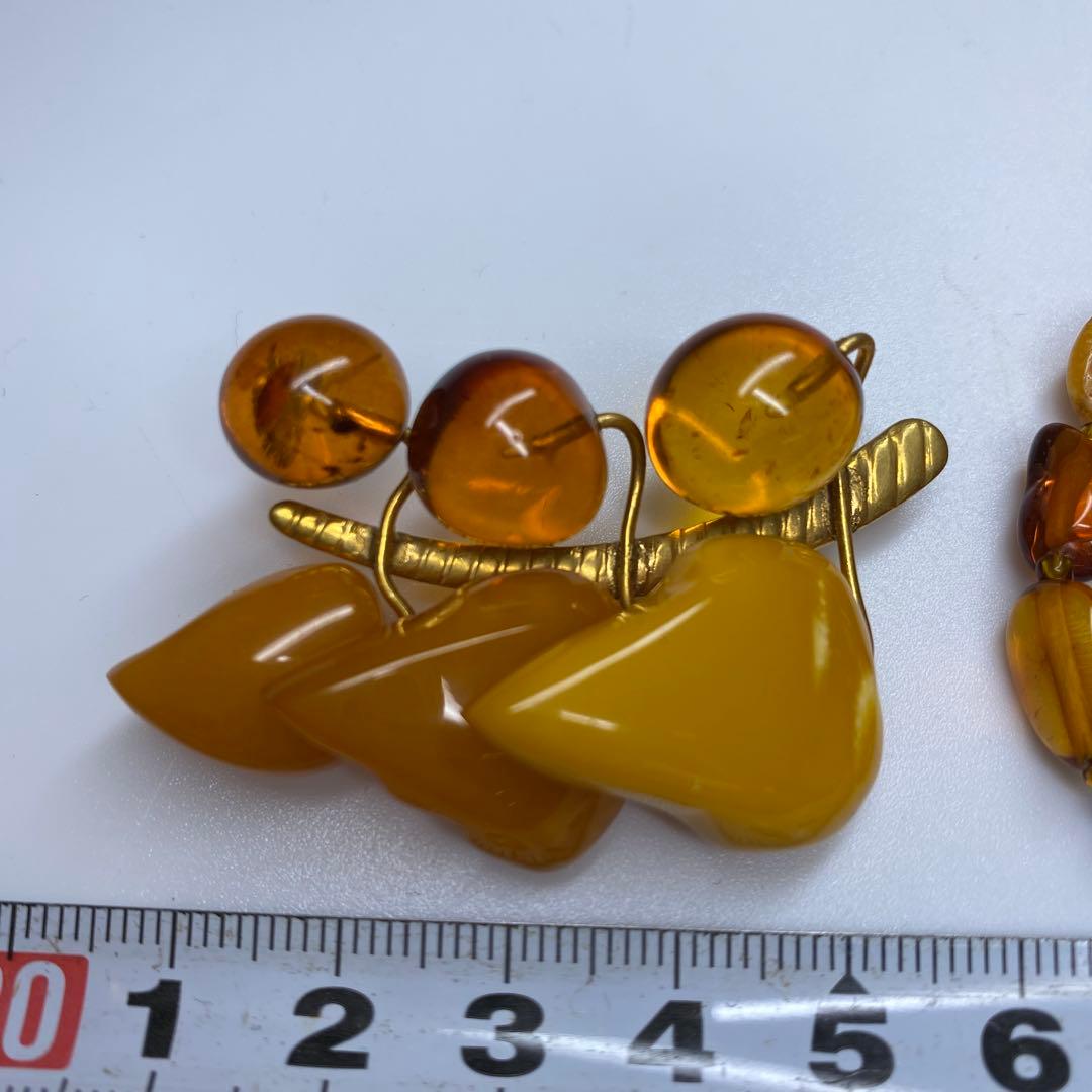 本蝋琥珀　ネックレス　ブローチ　39g タエチ 東さ7-0321☆1F
