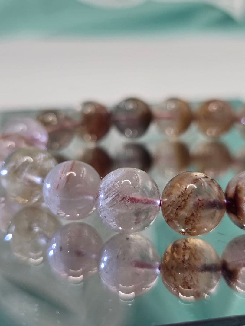 約11.2㍉サゲニティッククォーツブレス＆替えゴム＆ポーチ＆さざれ石(希望者