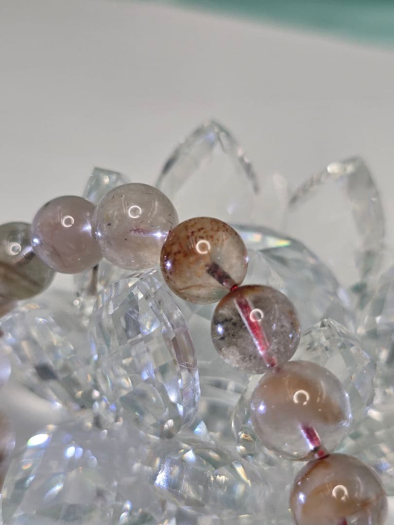 約11.2㍉サゲニティッククォーツブレス＆替えゴム＆ポーチ＆さざれ石(希望者