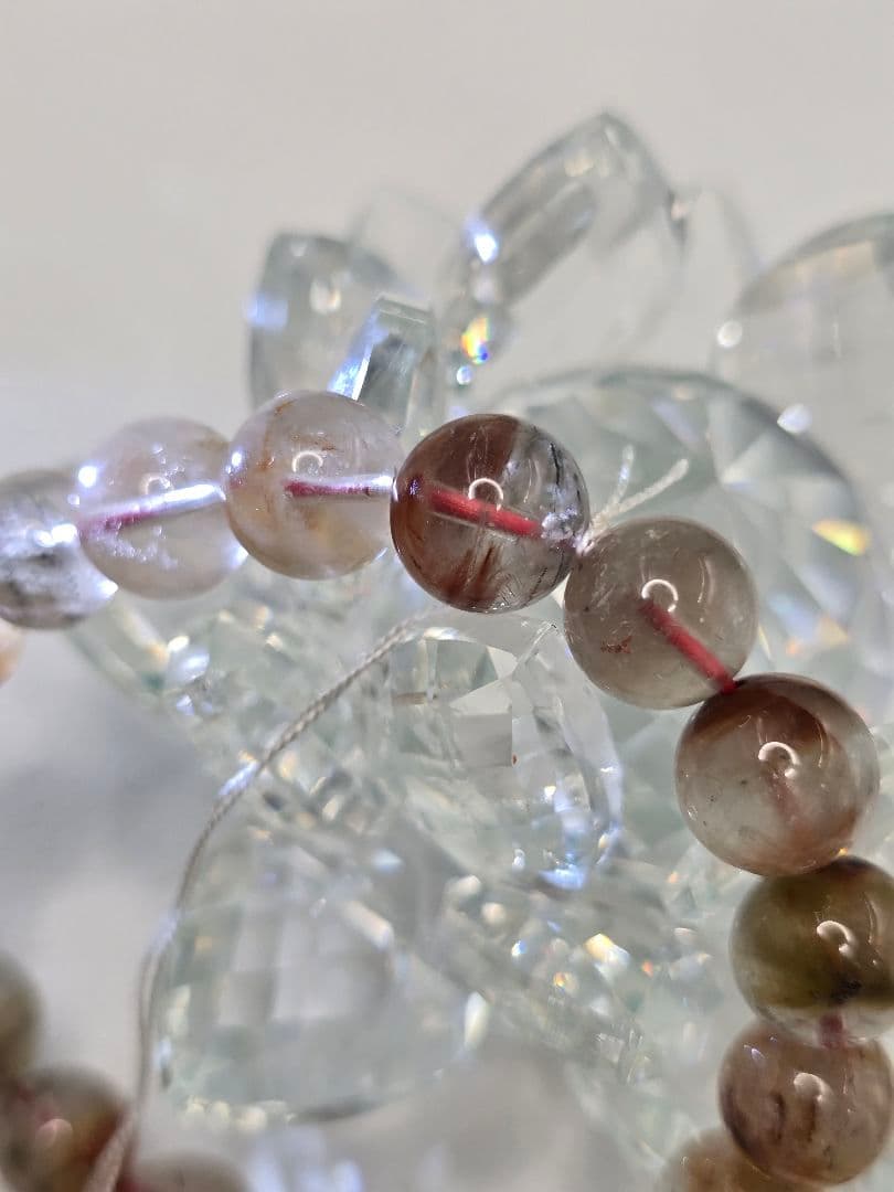 約11.2㍉サゲニティッククォーツブレス＆替えゴム＆ポーチ＆さざれ石(希望者