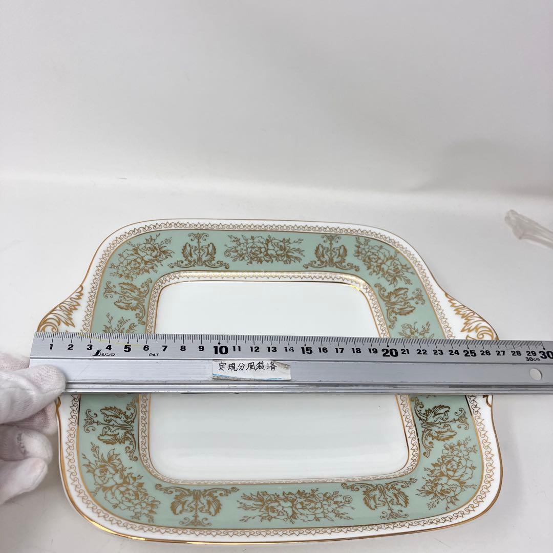 美品　大型　ウェッジウッド　コロンビア　セージグリーン　スクエア　プレート