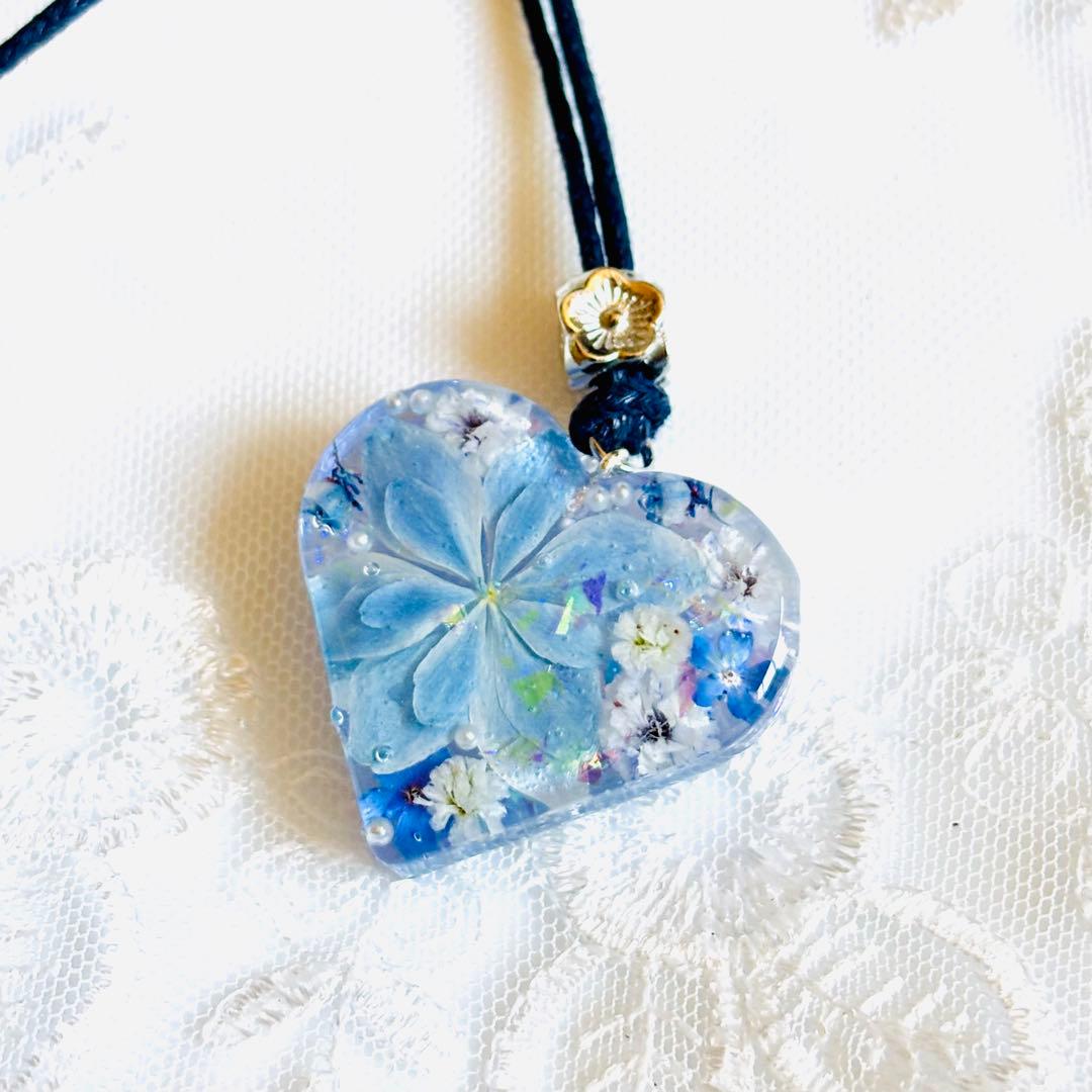 No.2083★ハンドメイド★♡ハート☆紫陽花万華鏡フラワーレジンネックレス