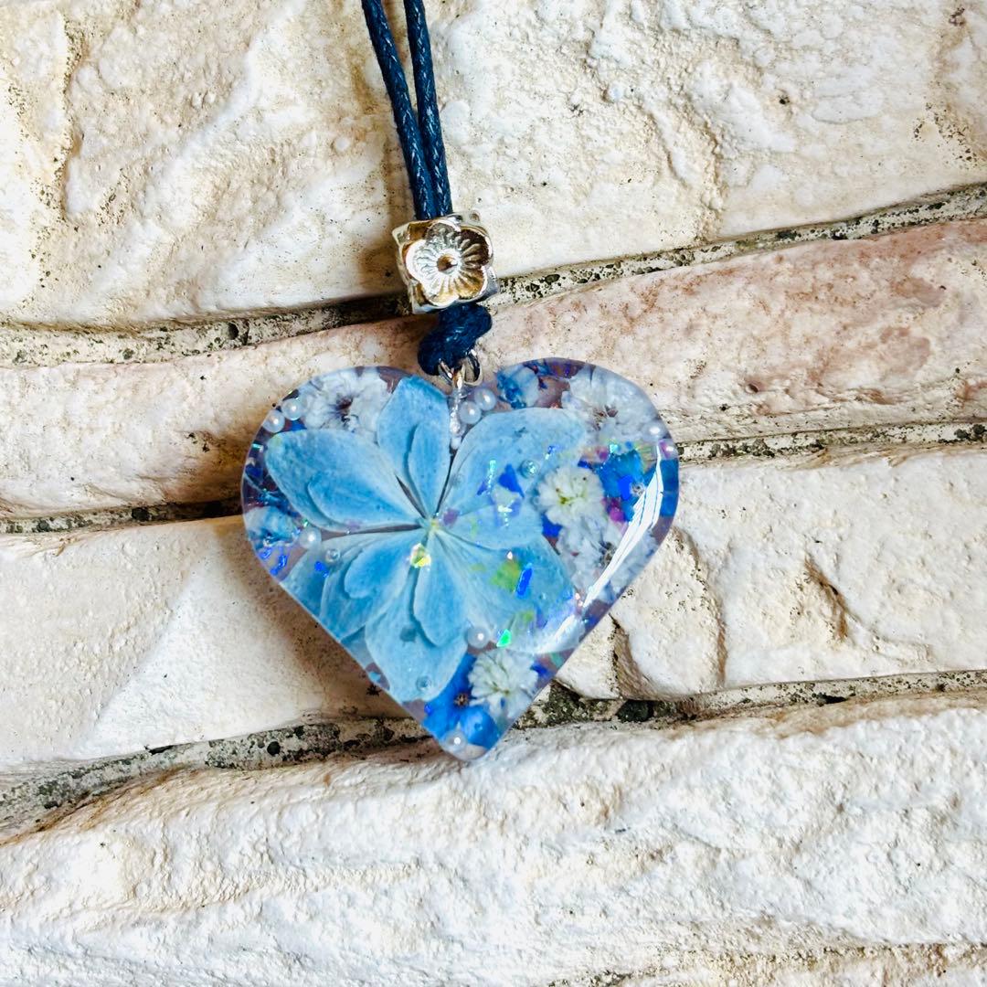 No.2083★ハンドメイド★♡ハート☆紫陽花万華鏡フラワーレジンネックレス