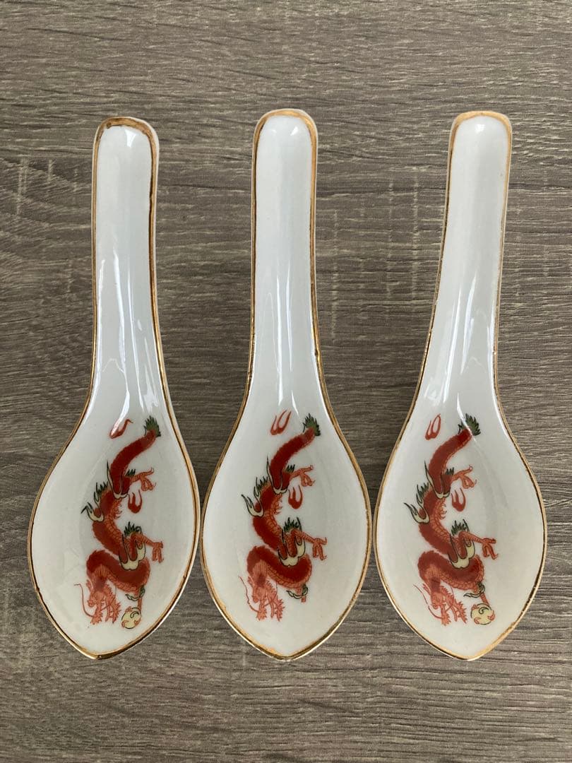 ☆ 大清乾隆年製 炒飯 チャーハン皿 中華皿 中華 龍 れんげ 昭和レトロ ☆