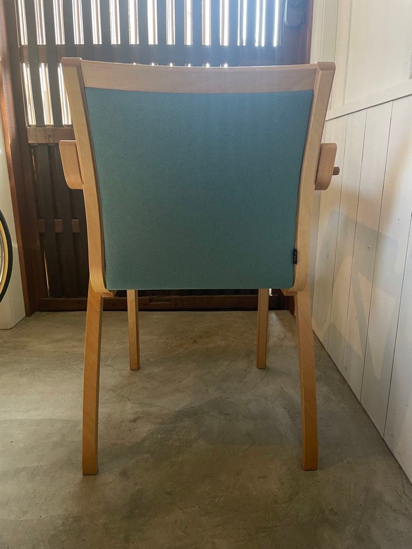 希少！廃盤状態良し　天童木工 机付きチェア Tendo 成形合板 グリーン 椅子