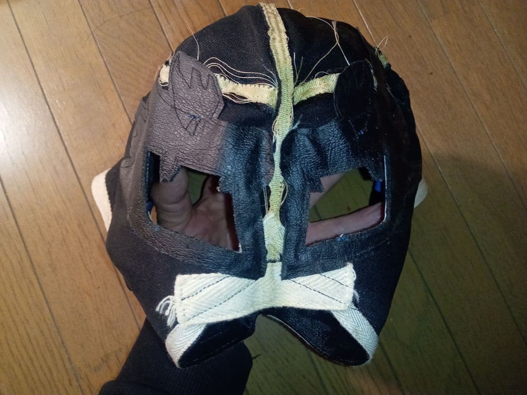 即決！獅龍 プロレスマスク 黒✖青