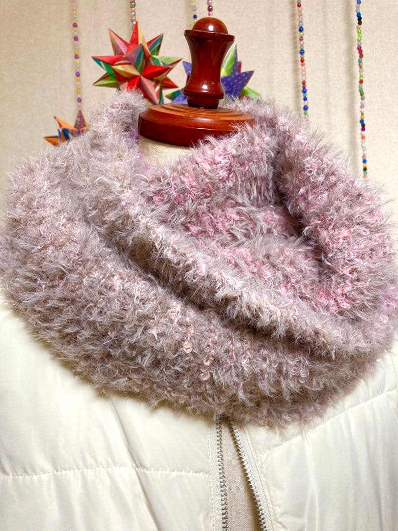 スヌード フェイクファー グラデーション 手編み ハンドメイド 1236