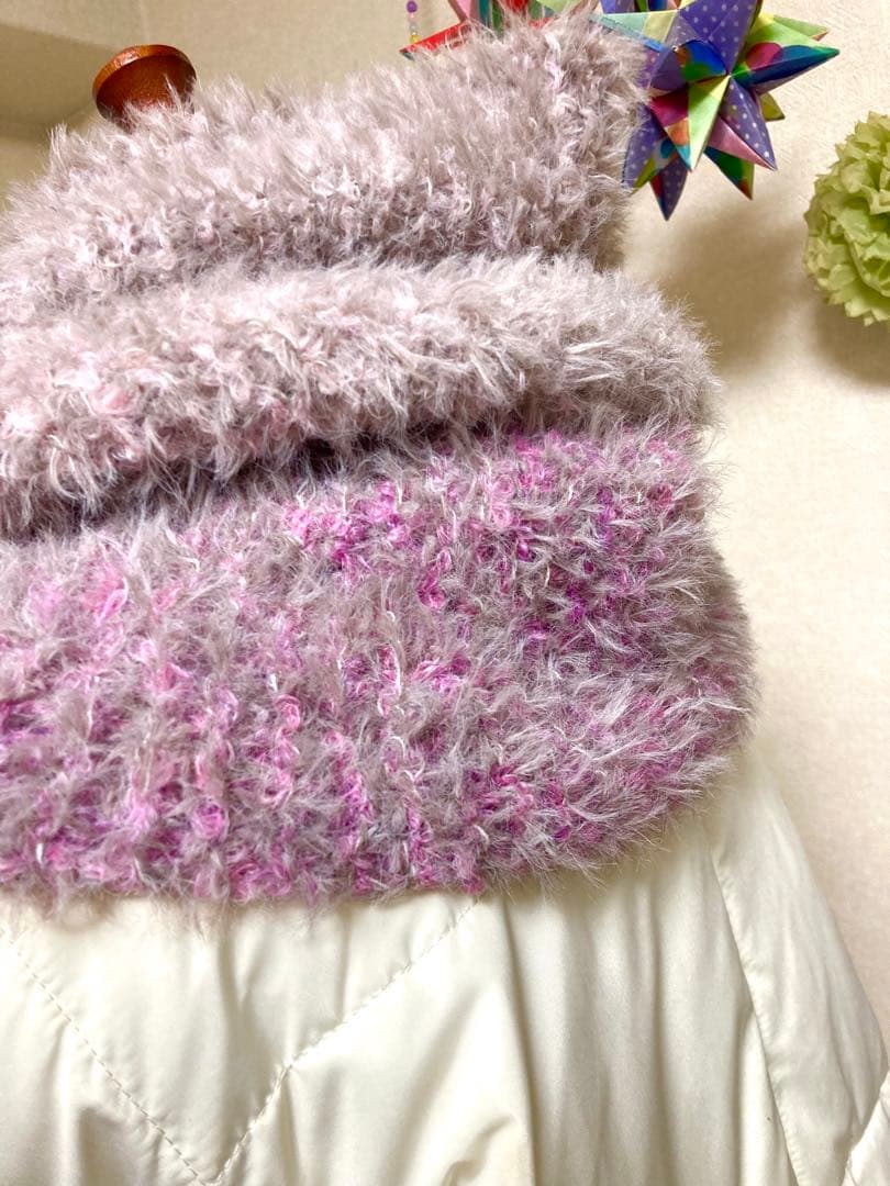 スヌード フェイクファー グラデーション 手編み ハンドメイド 1236