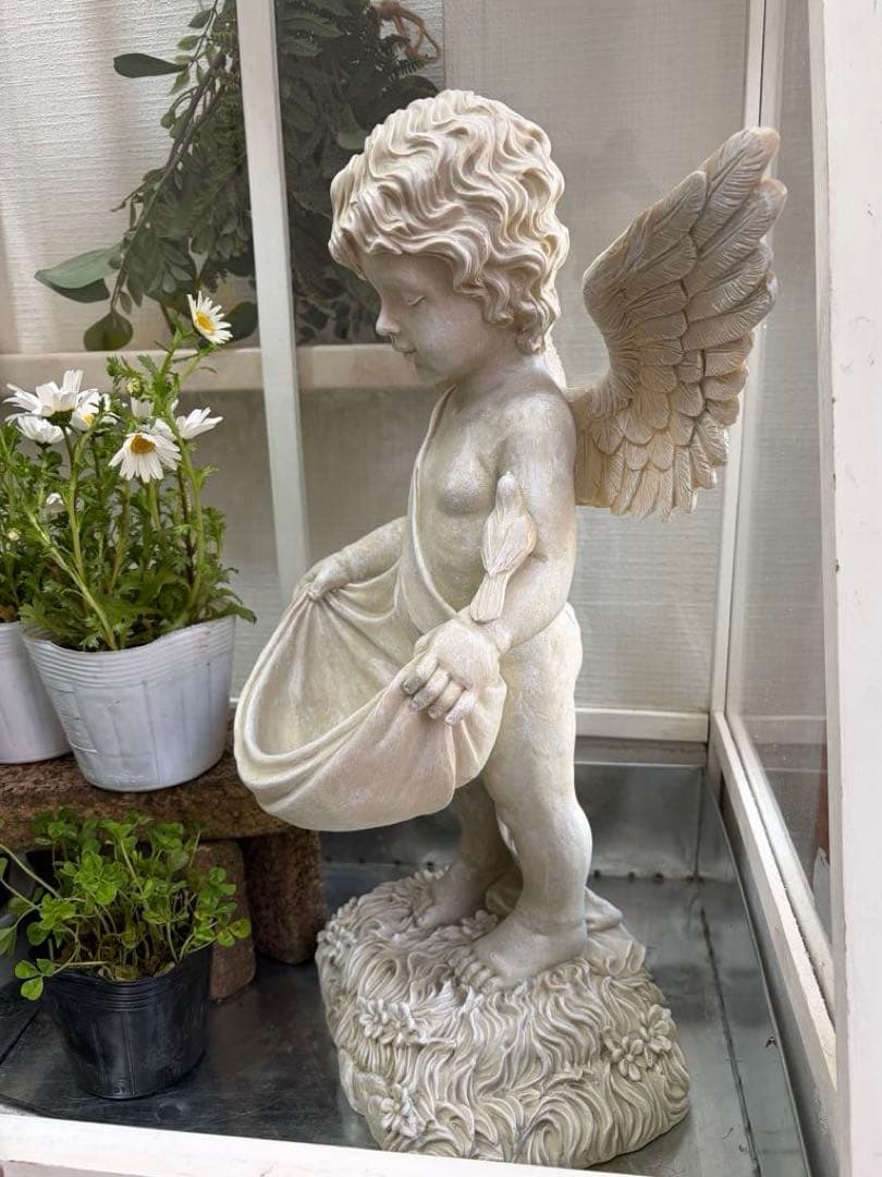 【新品】天使像 布を広げる天使オーナメント 高さ45cm 玄関 インテリア