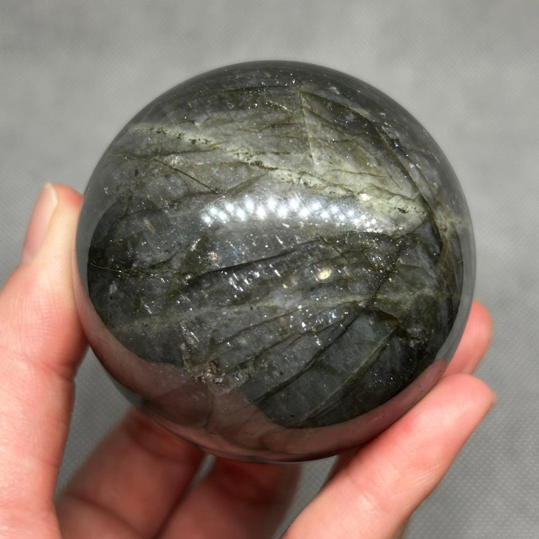 ブルーシラー　ラブラドライト　スフィア　丸玉　直径6.2cm 352g