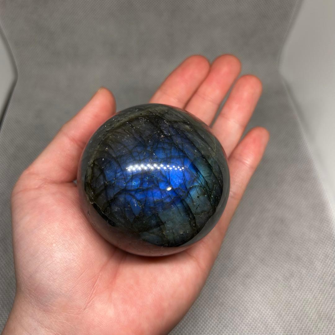 ブルーシラー　ラブラドライト　スフィア　丸玉　直径6.2cm 352g