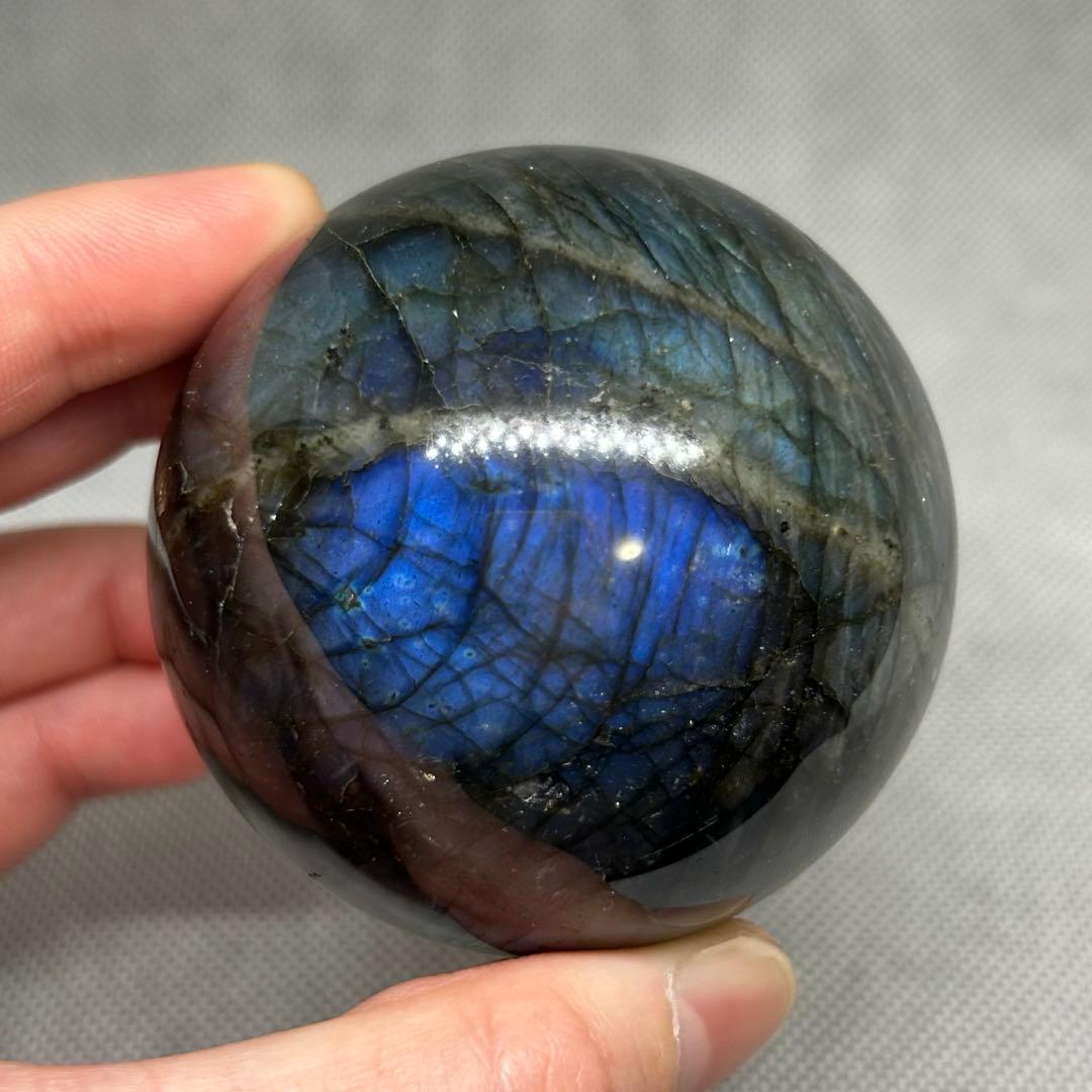 ブルーシラー　ラブラドライト　スフィア　丸玉　直径6.2cm 352g