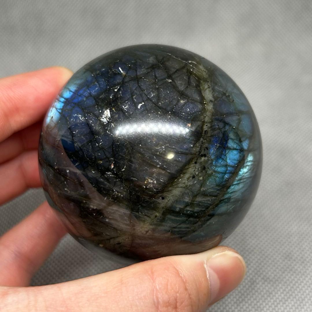 ブルーシラー　ラブラドライト　スフィア　丸玉　直径6.2cm 352g