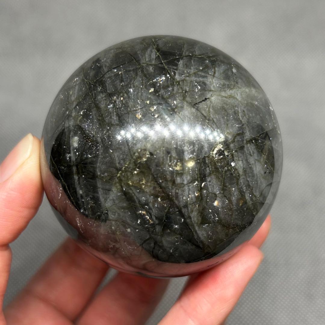 ブルーシラー　ラブラドライト　スフィア　丸玉　直径6.2cm 352g