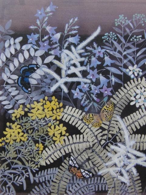 堀文子、【草むら】、希少な額装用画集画、新品高級額 額装付、状態良好