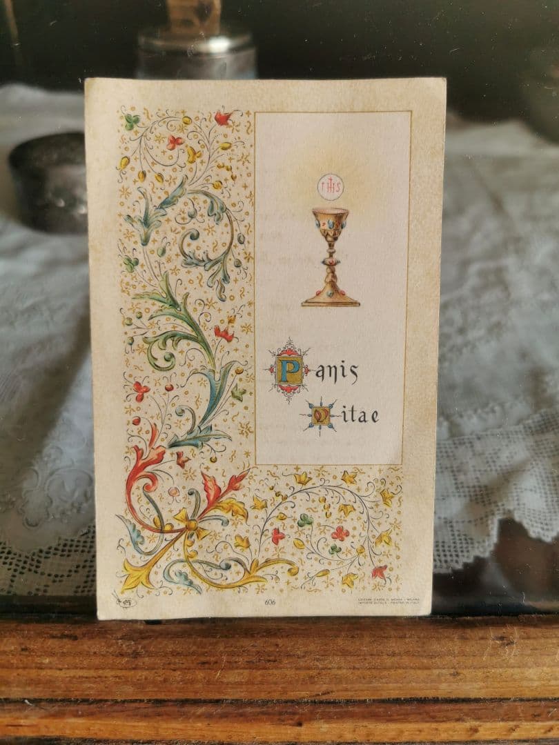 アンティーク リジューの聖テレーズ 軽いフォトスタンド＆唐草紋様 結婚記念カード