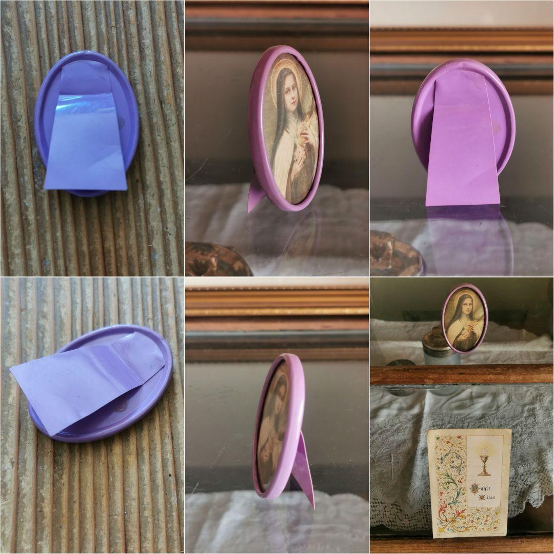 アンティーク リジューの聖テレーズ 軽いフォトスタンド＆唐草紋様 結婚記念カード