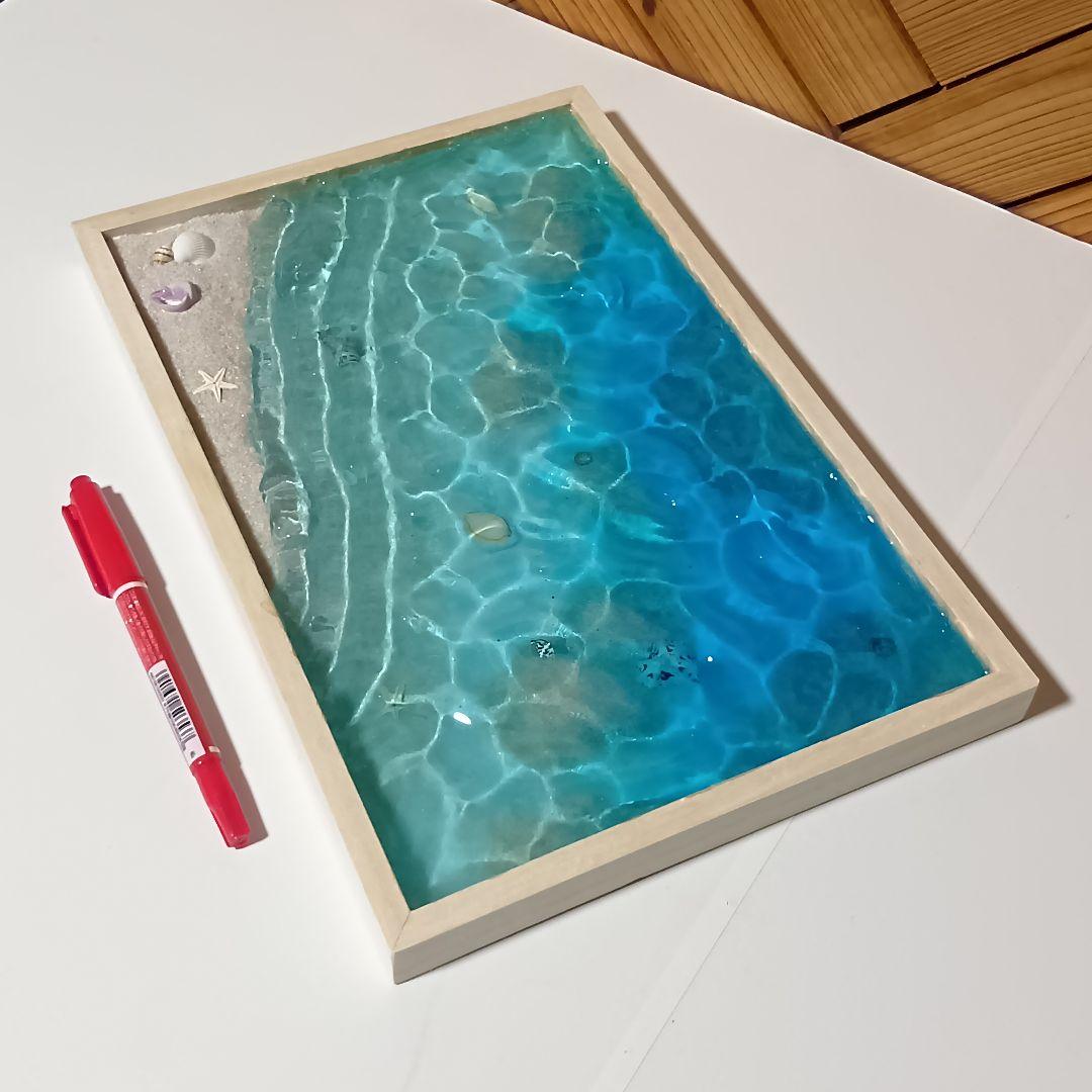 【1238】オーシャンアート　立体波紋の波アートパネル　A4　30×20