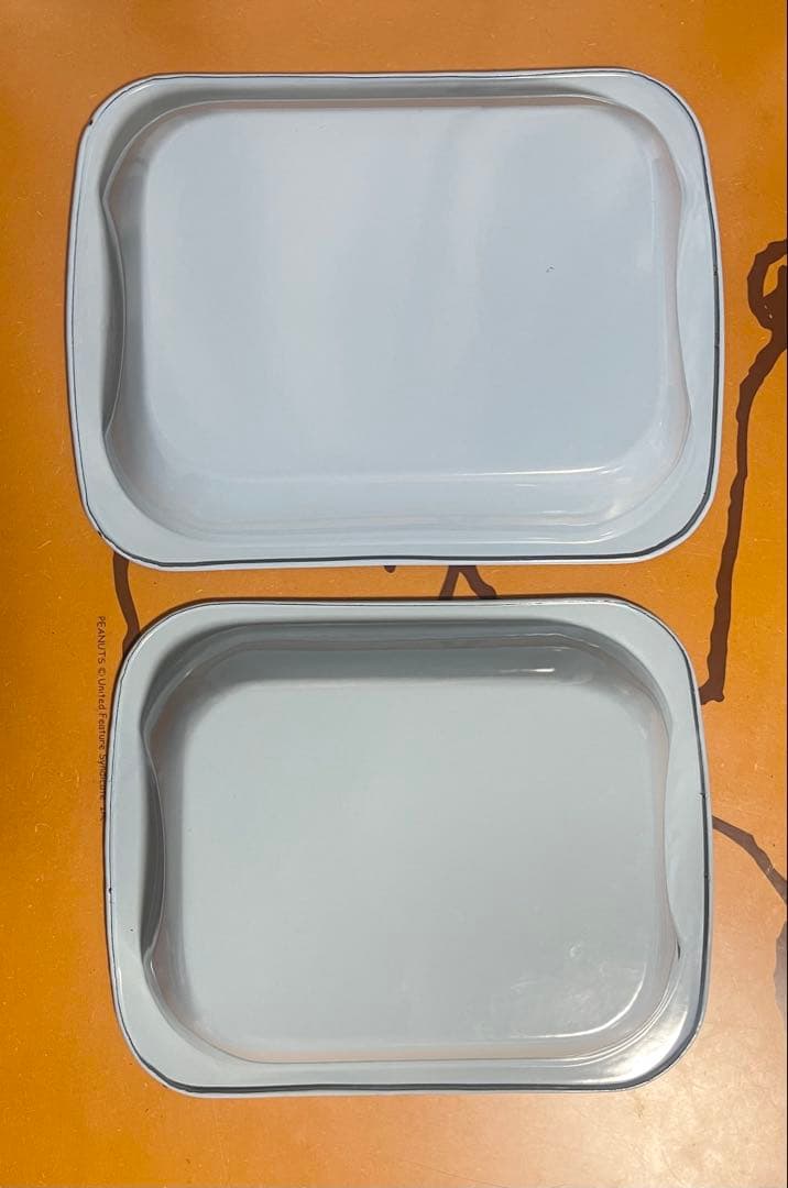 値下げしました⭐︎ホーロー　水色ハートトレイ2点セット