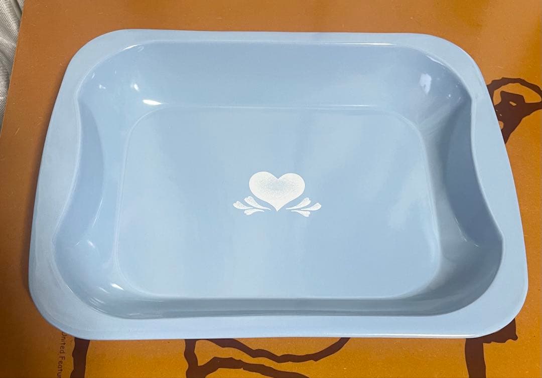 値下げしました⭐︎ホーロー　水色ハートトレイ2点セット