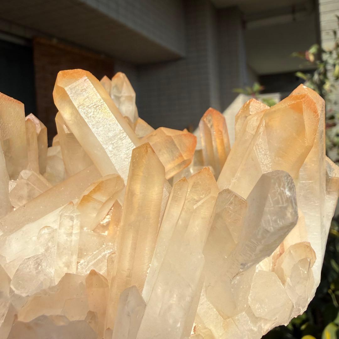 自然色　水晶クラスター　ピンク　オレンジ 748g 水晶　原石　自然石P⑤